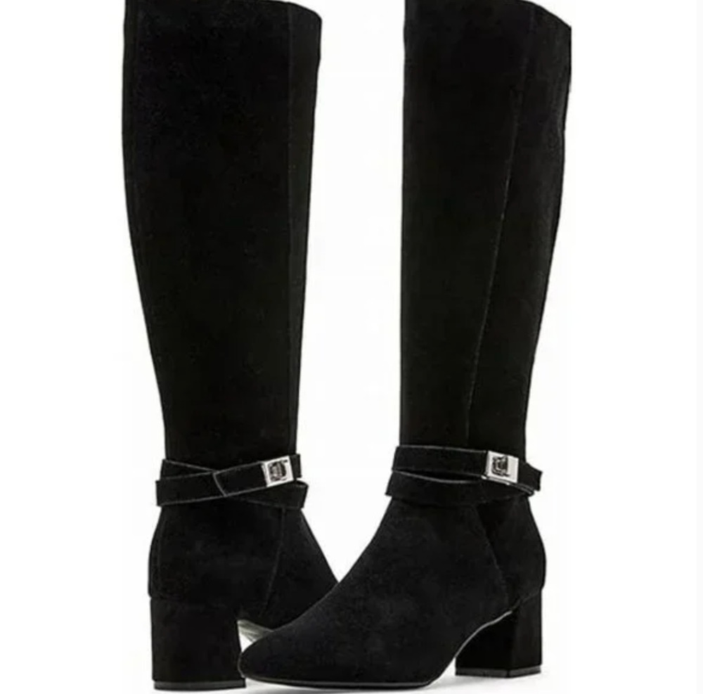 Blondo Ashley Tall Boots 6.5 Black Suede NWOT Waterproof Knee High Heel Riding